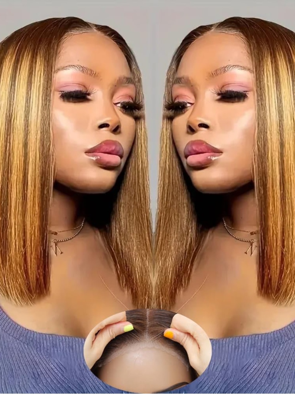 Straight Mid-Length Women’s Wig in Honey Brown 5x5 Human Hair 14 inch bob